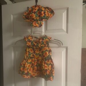 Sunflower Delight Kids Costume Dress with Hat